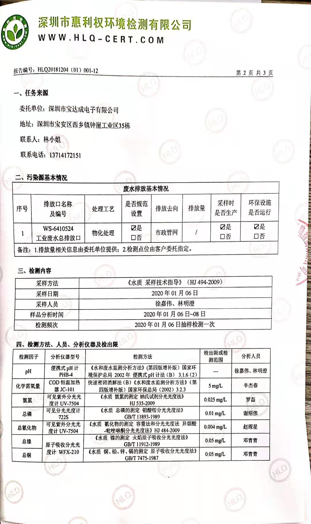 废气测试报告2020年